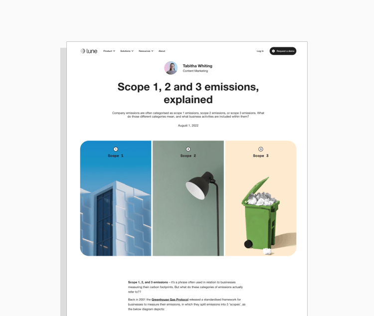 Example of TOFU content: Lune's 'Scope 1,2,3 emissions, explained'