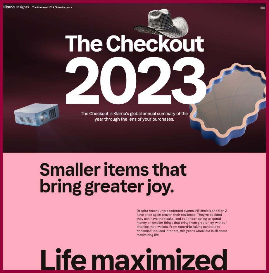 Screenshot from Klarna's report: The Checkout 2023 – an example of original research content