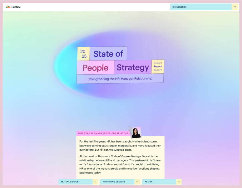 Screenshot from Lattice's State of People Strategy – an example of original research content