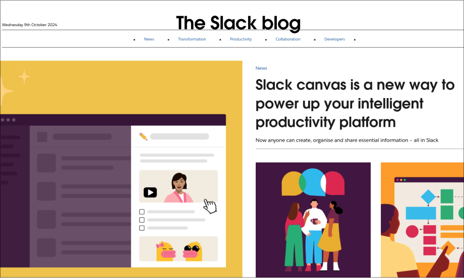 Slack content pillar example