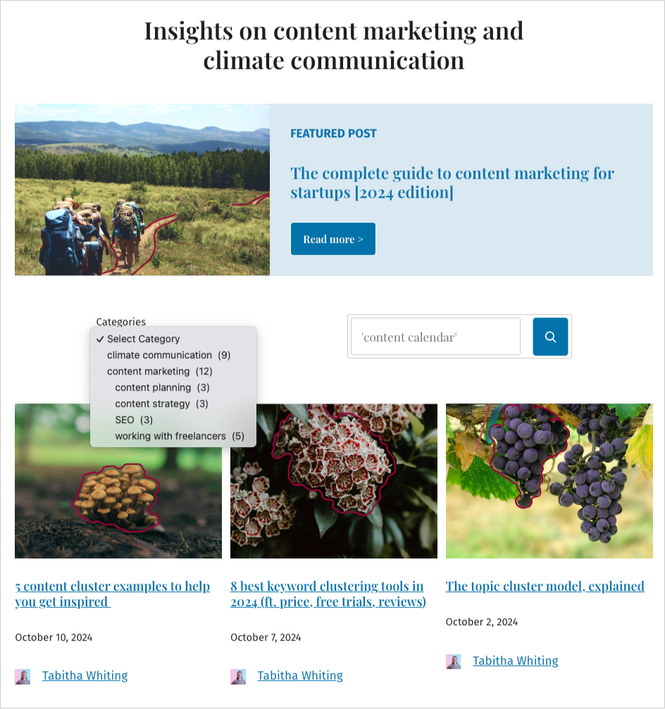Tabitha Whiting content pillar example