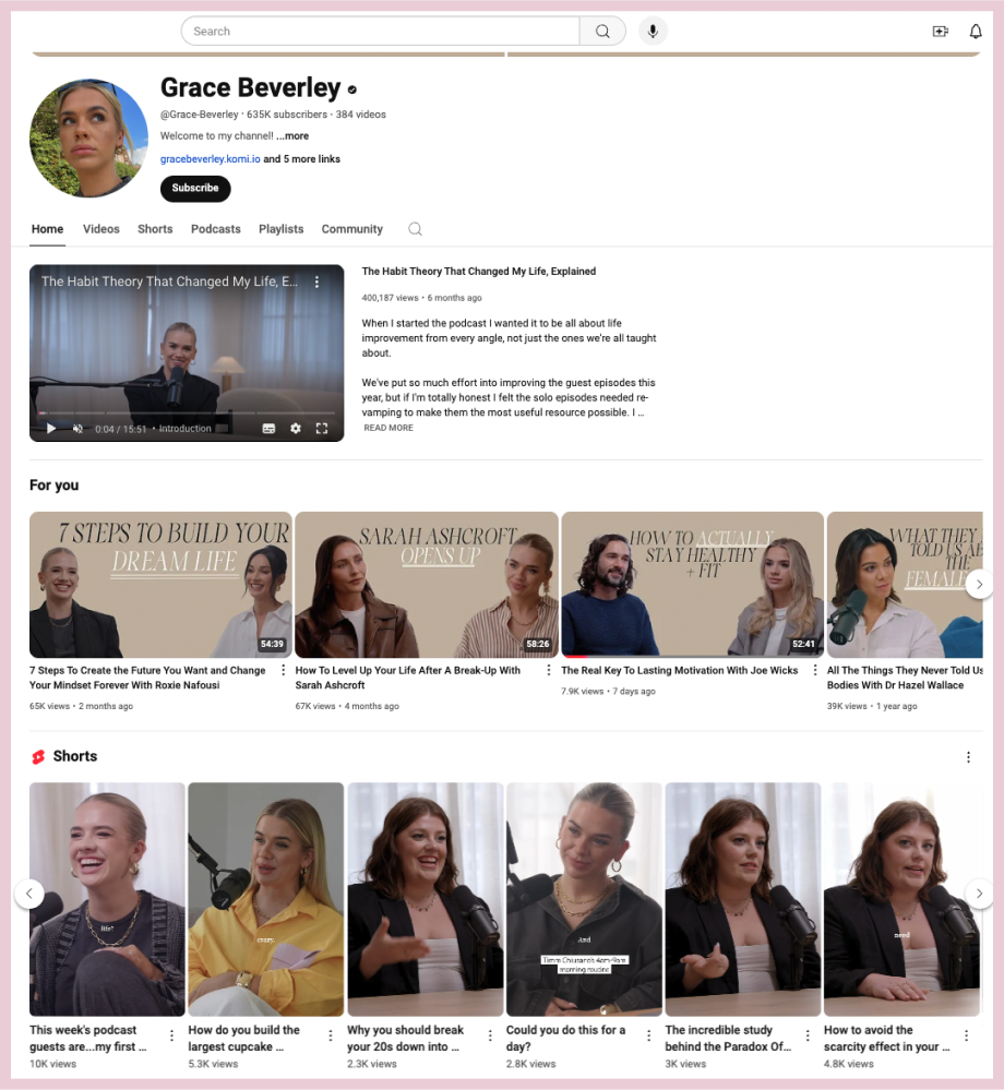 Content repurposing example: Grace Beverley's podcast