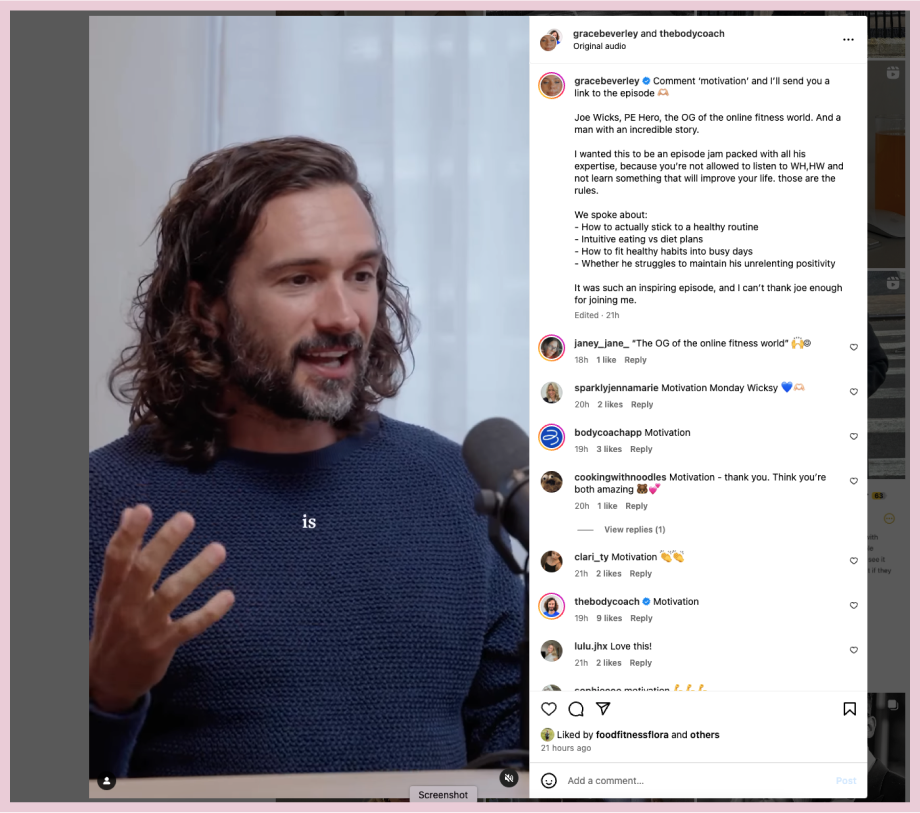 Content repurposing example: Grace Beverley's podcast