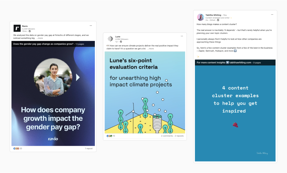 Content repurposing example: LinkedIn carousels