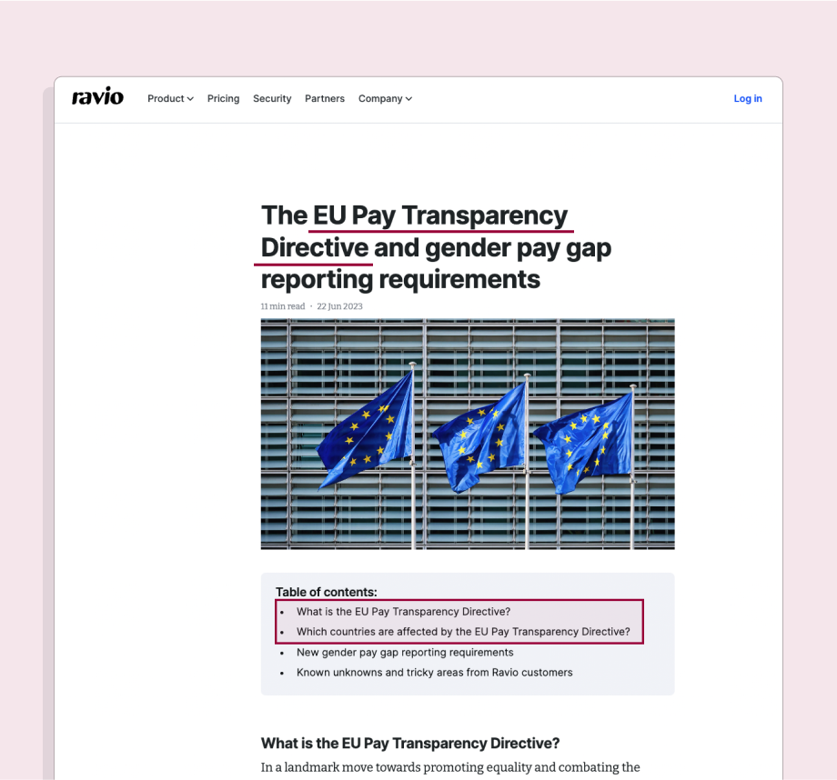 Content refresh example: Ravio's EU Pay Transparency Directive blogs
