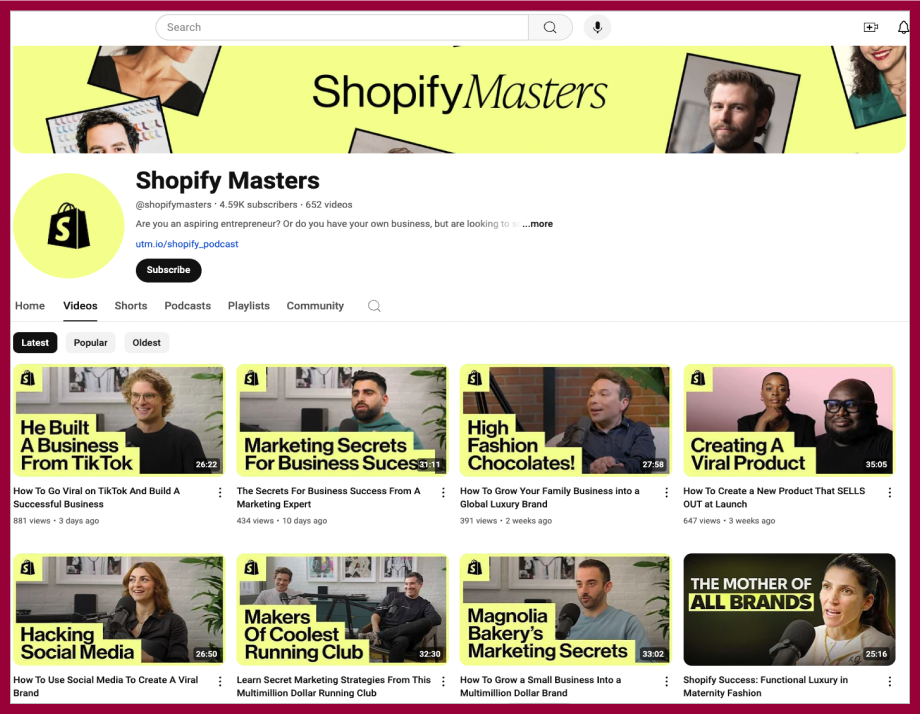 Content repurposing example: Shopify Masters podcast