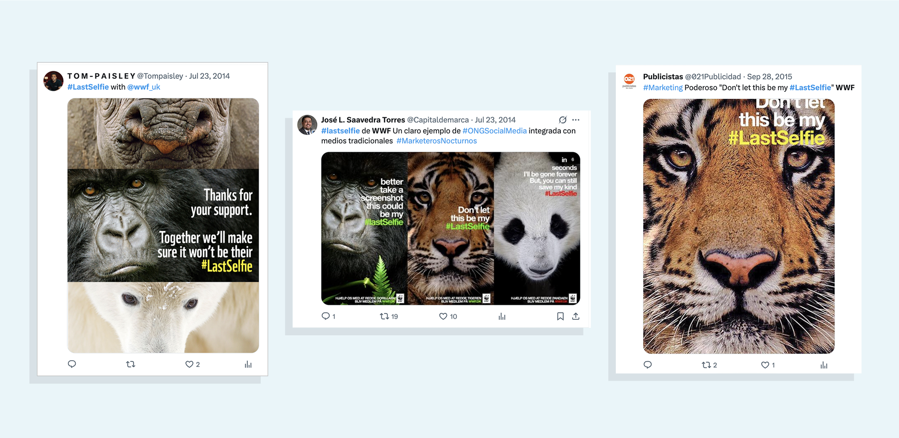 WWF myselfie campaign twitter screenshots