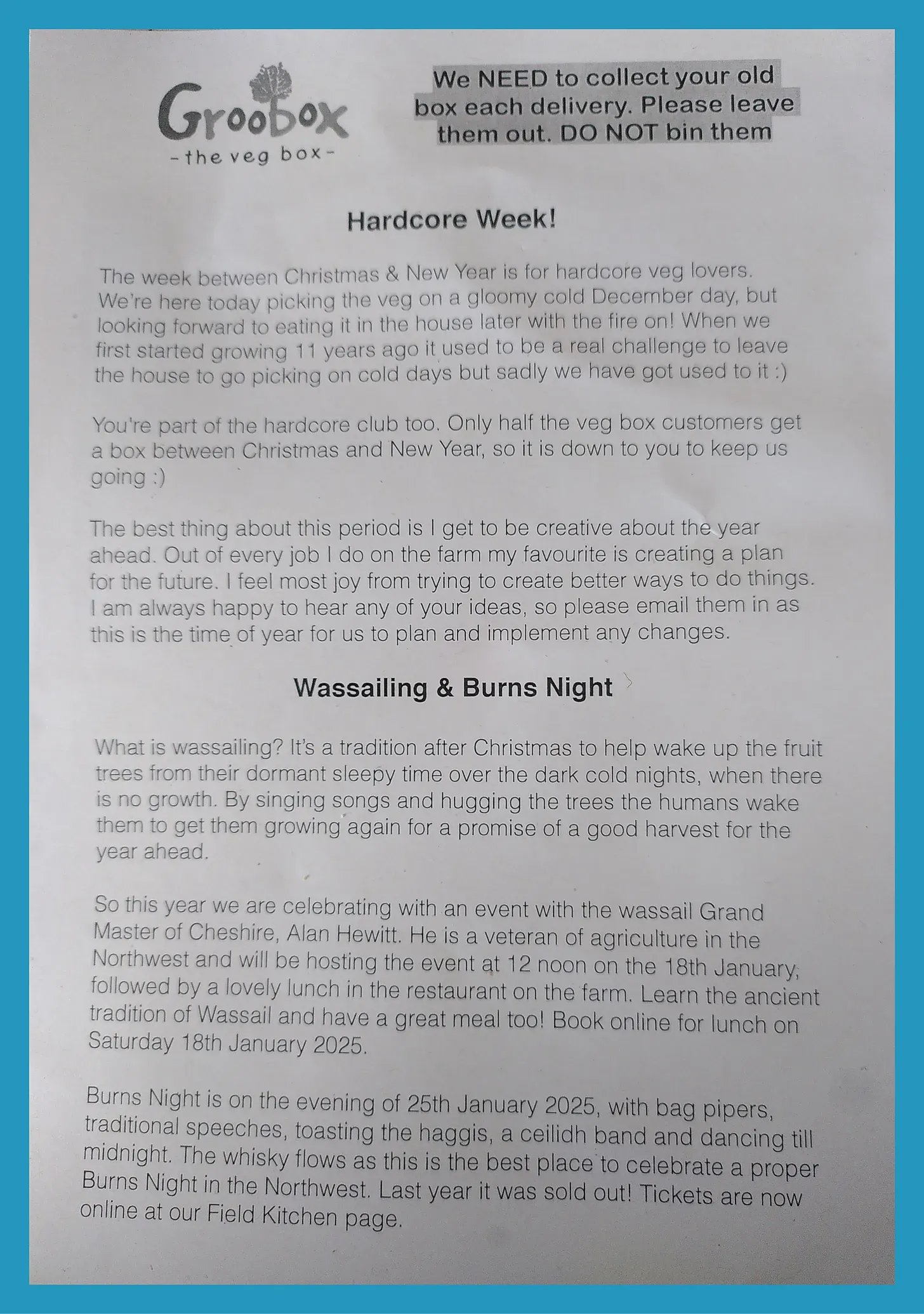 Content marketing example:  Groobarb's weekly letters on farm life