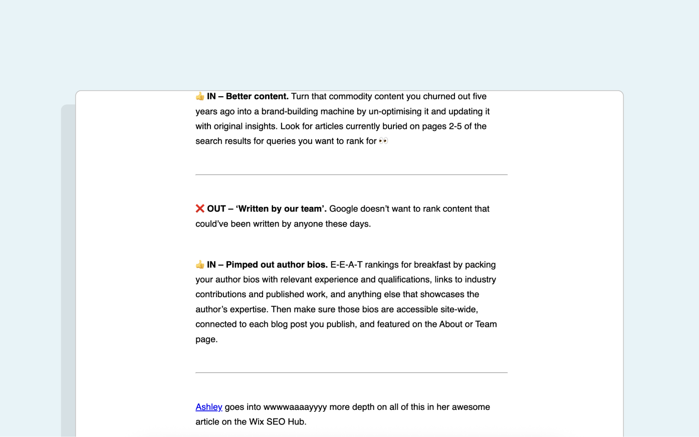 Insight 1: Ashley Segura’s take on author bios as your secret SEO weapon