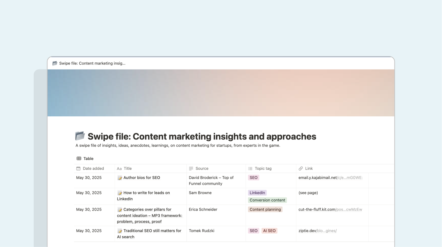 Swipe file: content marketing insights and advice