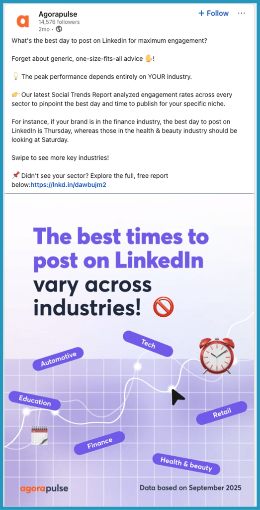 Creative content marketing example: Social Trends by Agorapulse