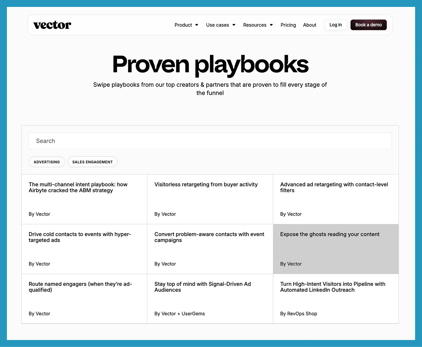 Content type: Case studies. Example: Vector's Proven Playbooks.
