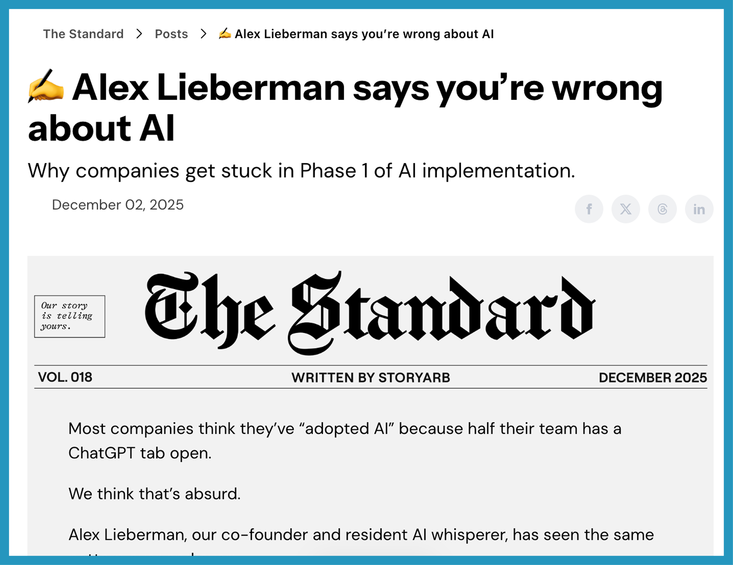 Creative content marketing example: The Standard by Storyarb