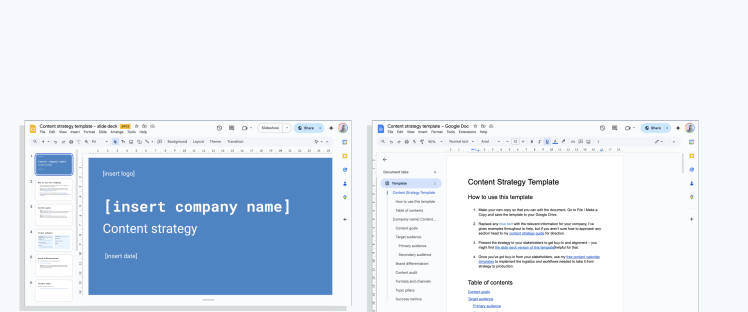 B2B content marketing  strategy templates – slide deck / powerpoint and word / google docs